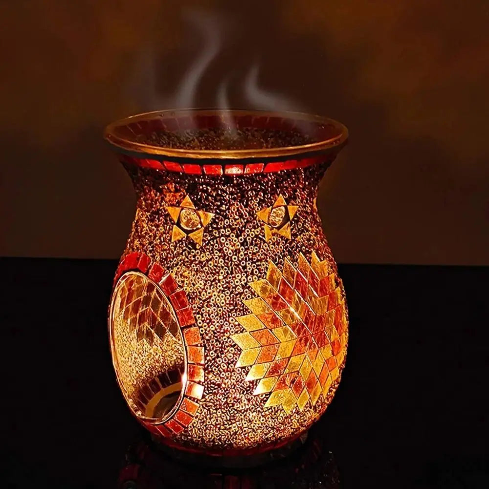 Handmade Mosaic Glass Aroma Lamp – Stained Glass Oil Burner & Candle Holder