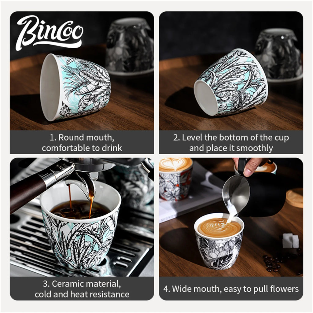 BINCOO Ceramic Coffee Cup Jungle Flower Series - Your Ritual Hub 