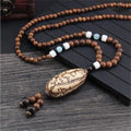 Boho Wooden Beaded Long Necklace – Handmade Nepal Style Pendant Chain