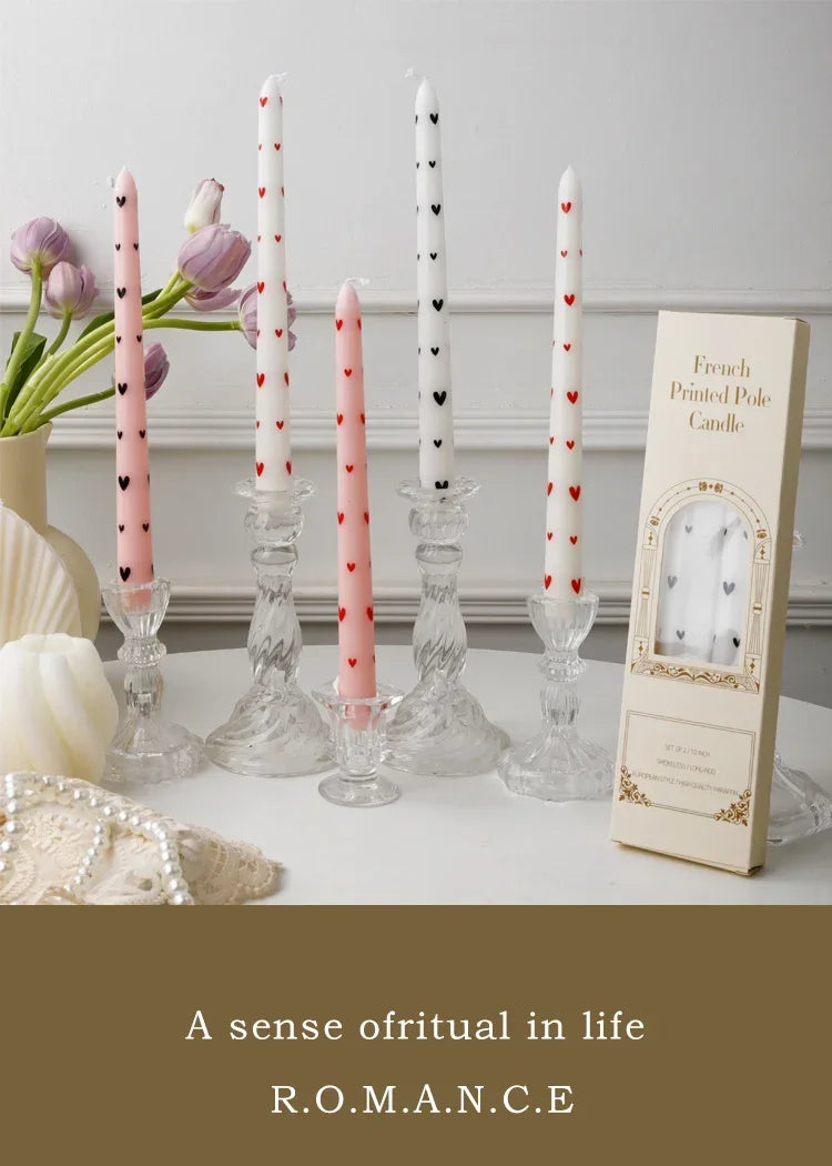 European Printed Long Taper Candles — Smokeless