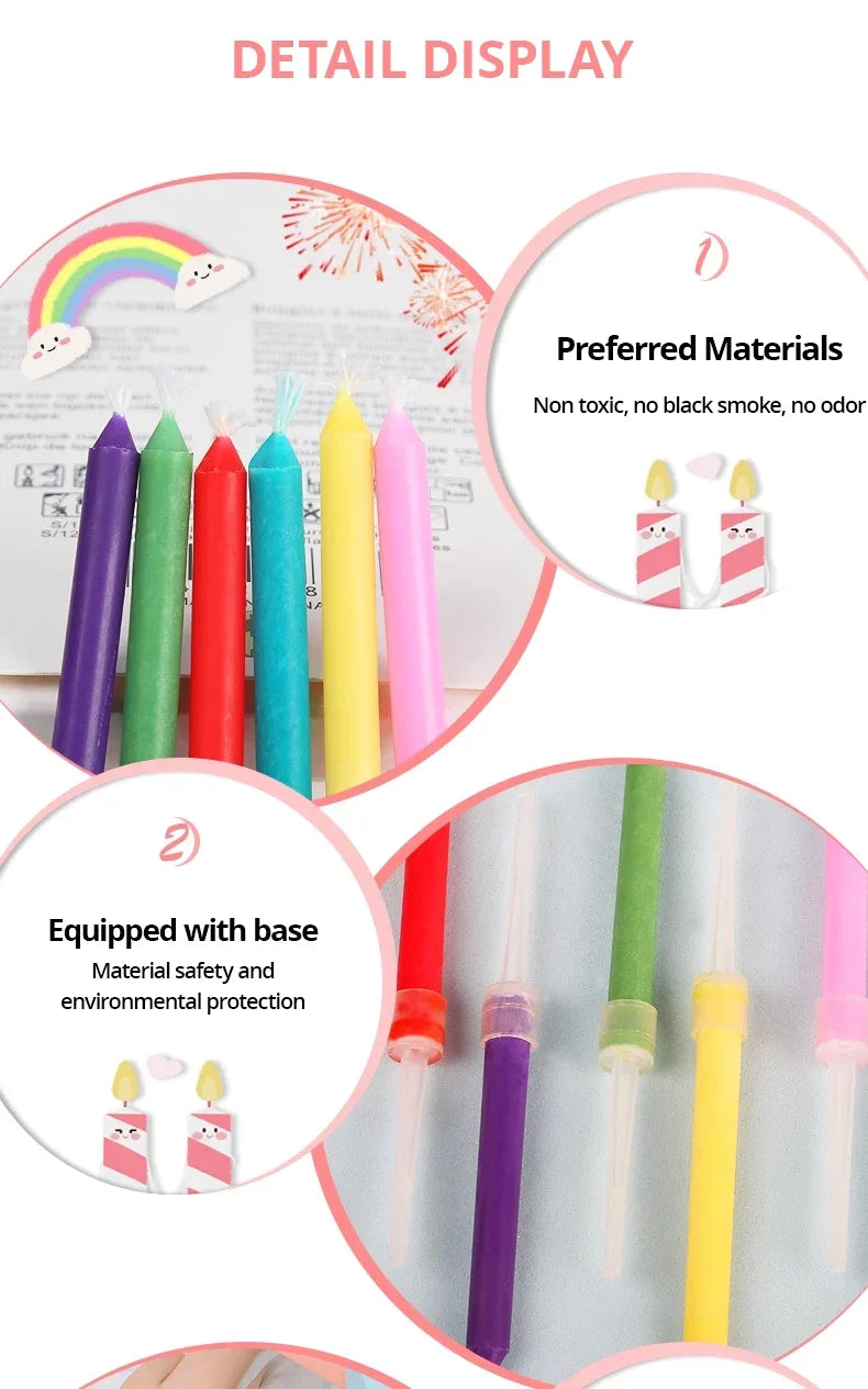 Multicoloured Colourful Flame Candles, 5/12 Pack, Suitable for Birthday Cakes, Birthday Party and Wedding Decorations - Your Ritual Hub 