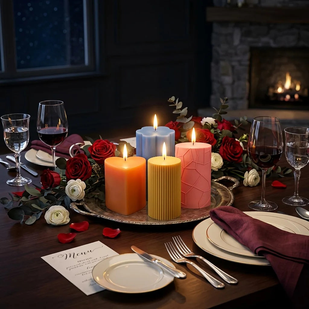 A set of four innovative silicone candle molds，Adopt3DCylindrical design - Your Ritual Hub 