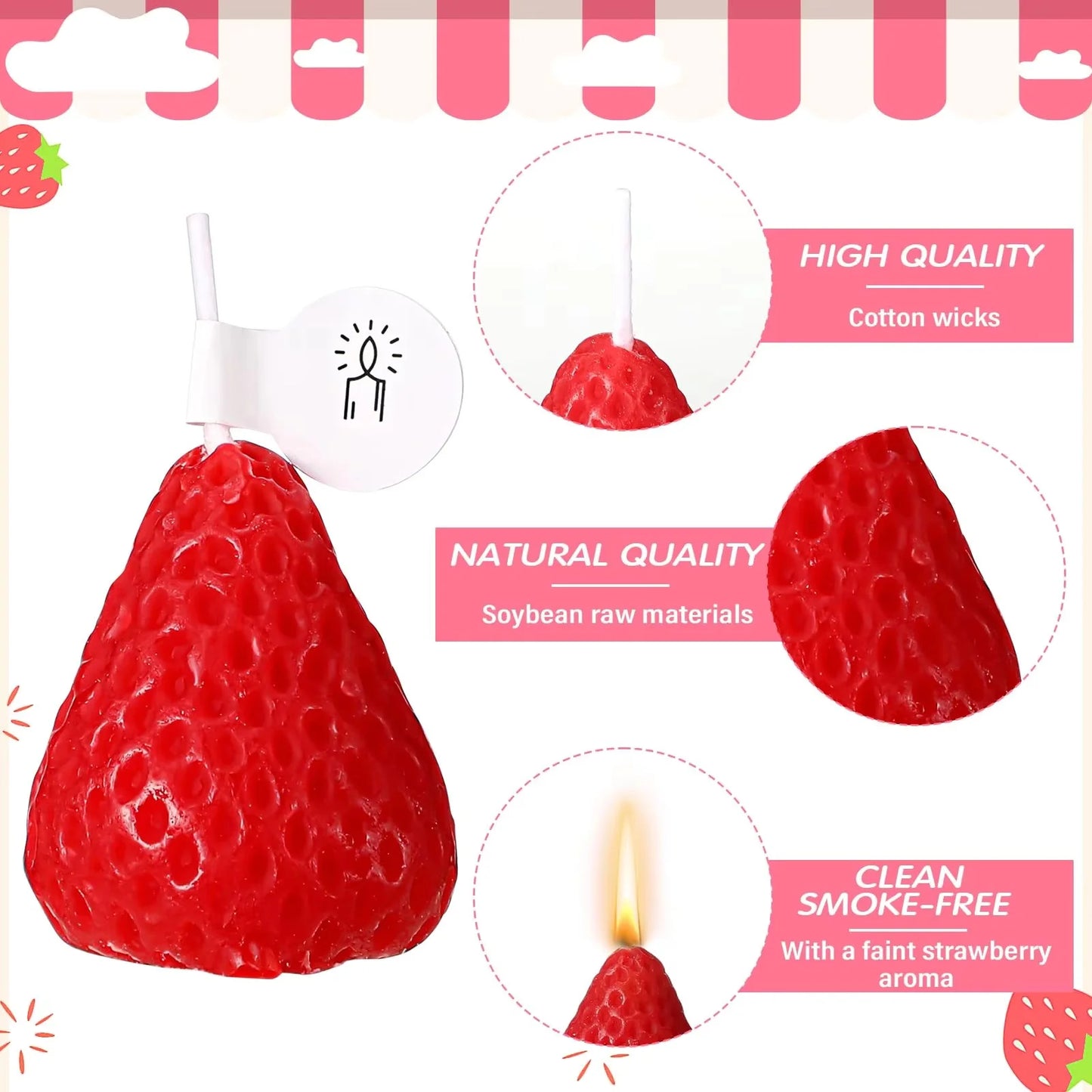 15-Pack Strawberry-Shaped Scented Soy Wax Candles