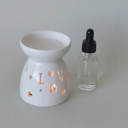Ceramic Cutout Aroma Burner & Wax Melter with Spoon