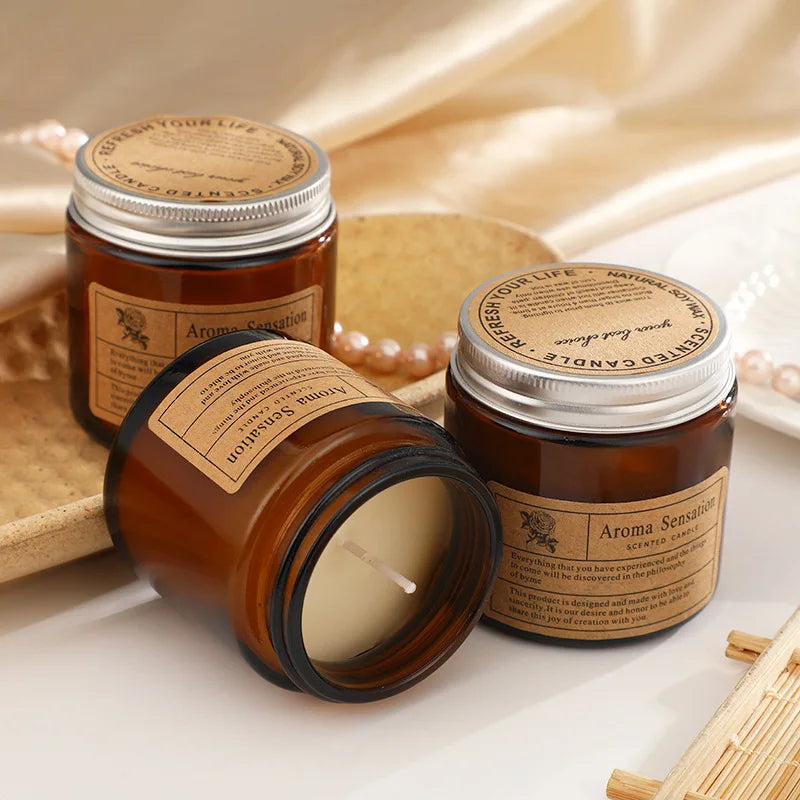 Handmade Aromatic Soy Wax Candle in Glass