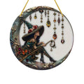 8x8 Inch Charming Moonlight Witch Sun Catcher, Stained Glass Style Acrylic Hanging Ornament for Windows, Doors & Cars