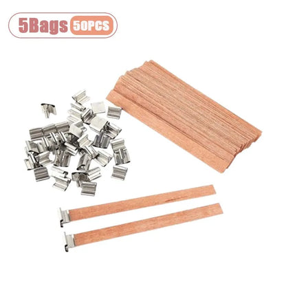 Natural Wooden Candle Wicks with Sustainers — DIY Supply