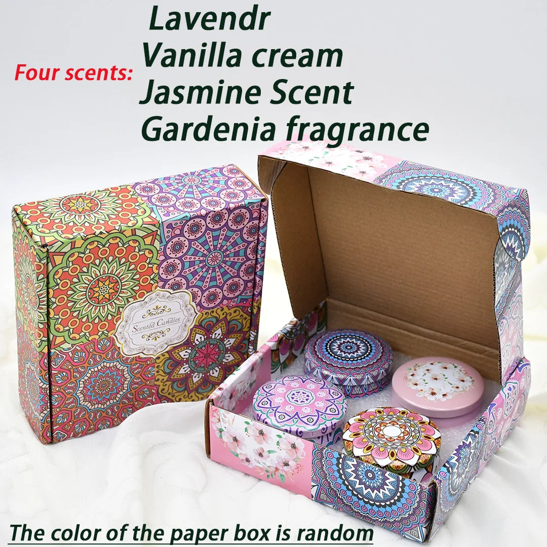 4Pcs/Box Scented Candle Set Gift Islamic Arabian Patterns Fragrance Candle Jar Smokeless - Your Ritual Hub 