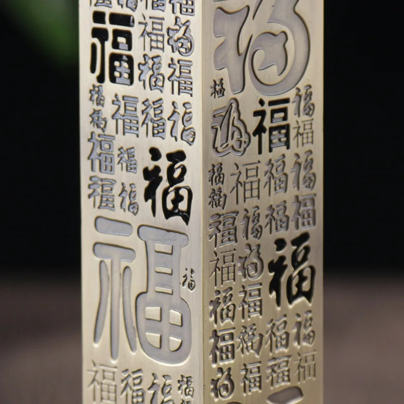 Tea Ceremony Large Vertical Incense Burner Scripture Alloy Column