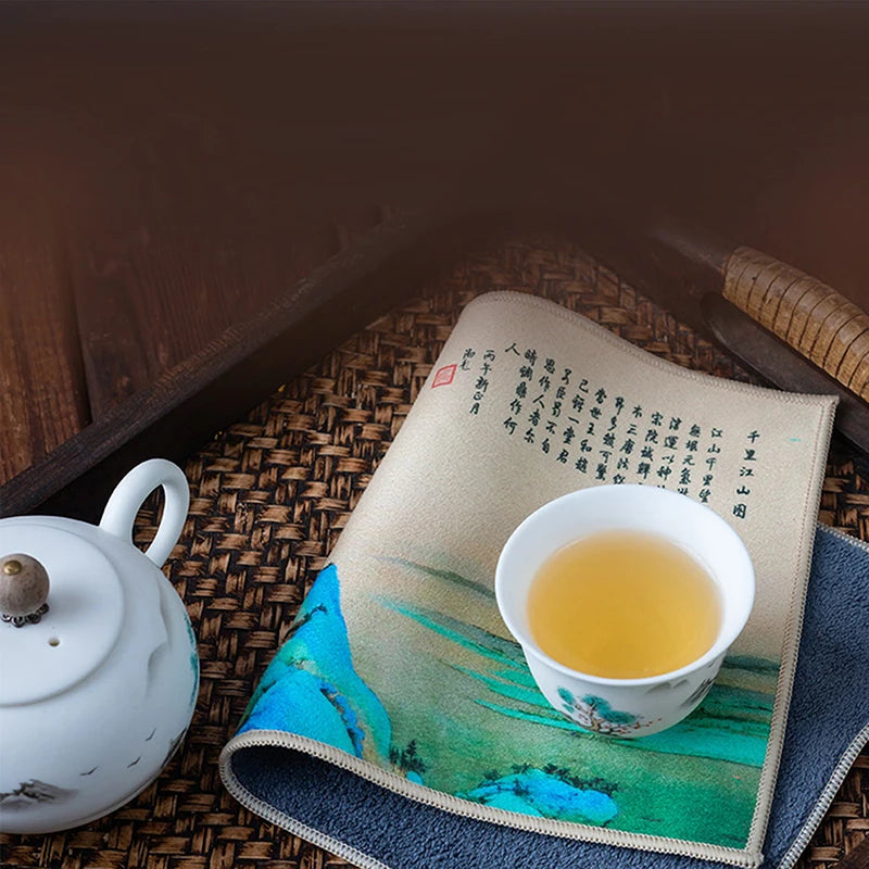 Premium Retro Painted Tea Cloth — 30×18cm