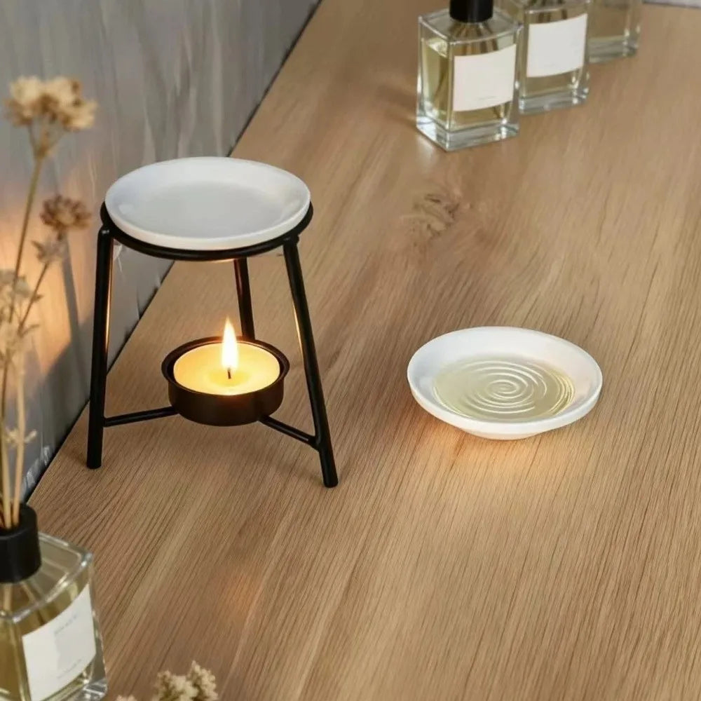 Ceramic Bowl Iron Base Essential Oil Burner - Your Ritual Hub 