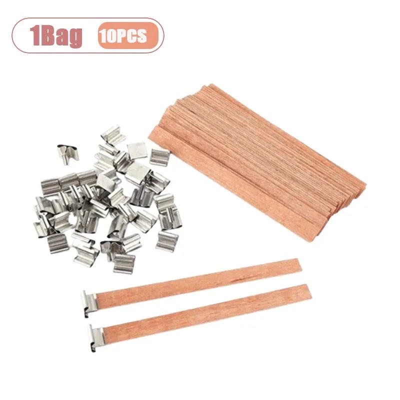 Natural Wooden Candle Wicks with Sustainers — DIY Supply