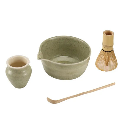 Japanese Matcha Set — Bowl with Spout, Holder & Bamboo Scoop
