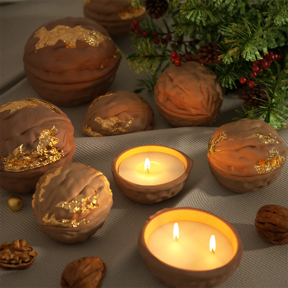 Walnut Shell Silicone Candle Mold – Reusable Candle Jar & Refill Mold