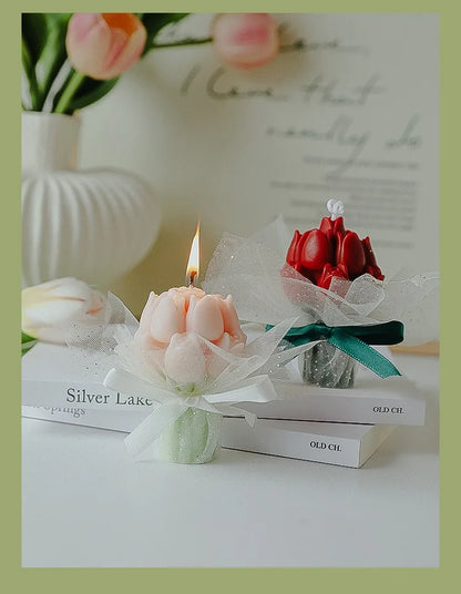 Handmade Tulip Bouquet Soy Wax Candle