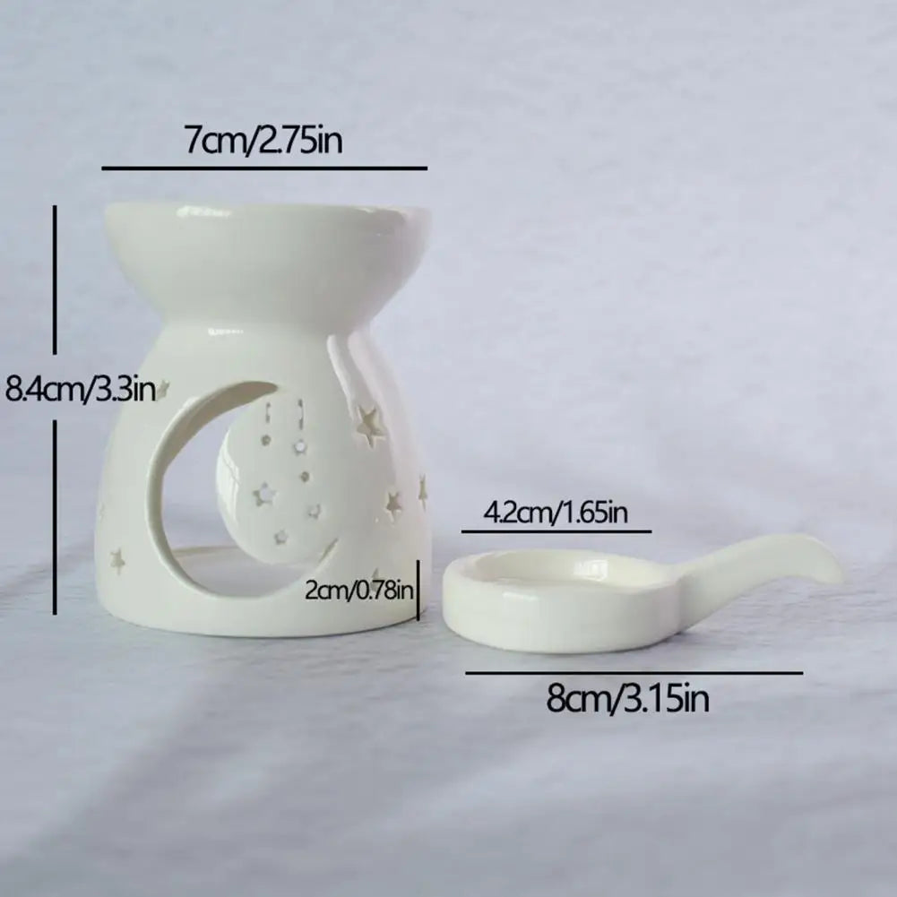 Ceramic Cutout Aroma Burner & Wax Melter with Spoon