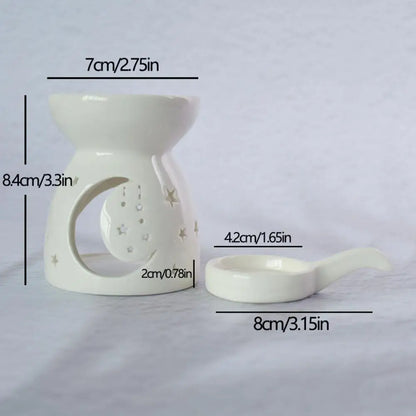 Ceramic Cutout Aroma Burner & Wax Melter with Spoon