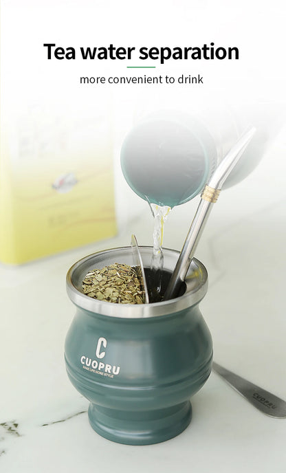 Yerba Mate Gourd Set — Double-Wall Steel Cup & Bombilla