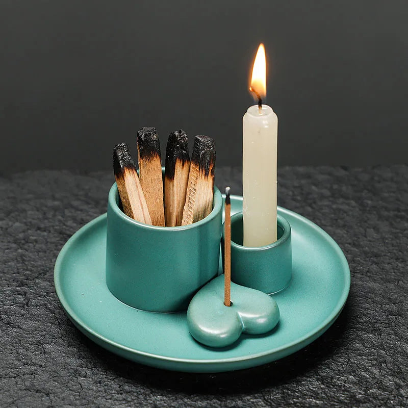 4-in-1 Ceramic Incense & Sage Burner Set - Your Ritual Hub 