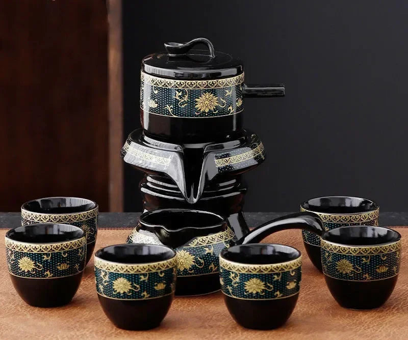8 Pcs Set Semi Automatic Tea Sets Chinese  Ceramic
