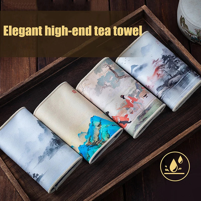 Premium Retro Painted Tea Cloth — 30×18cm