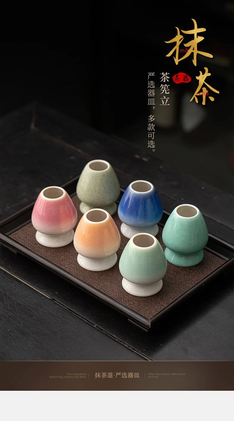 Ceramic Japanese Matcha Whisk & Teaspoon Holder Stand