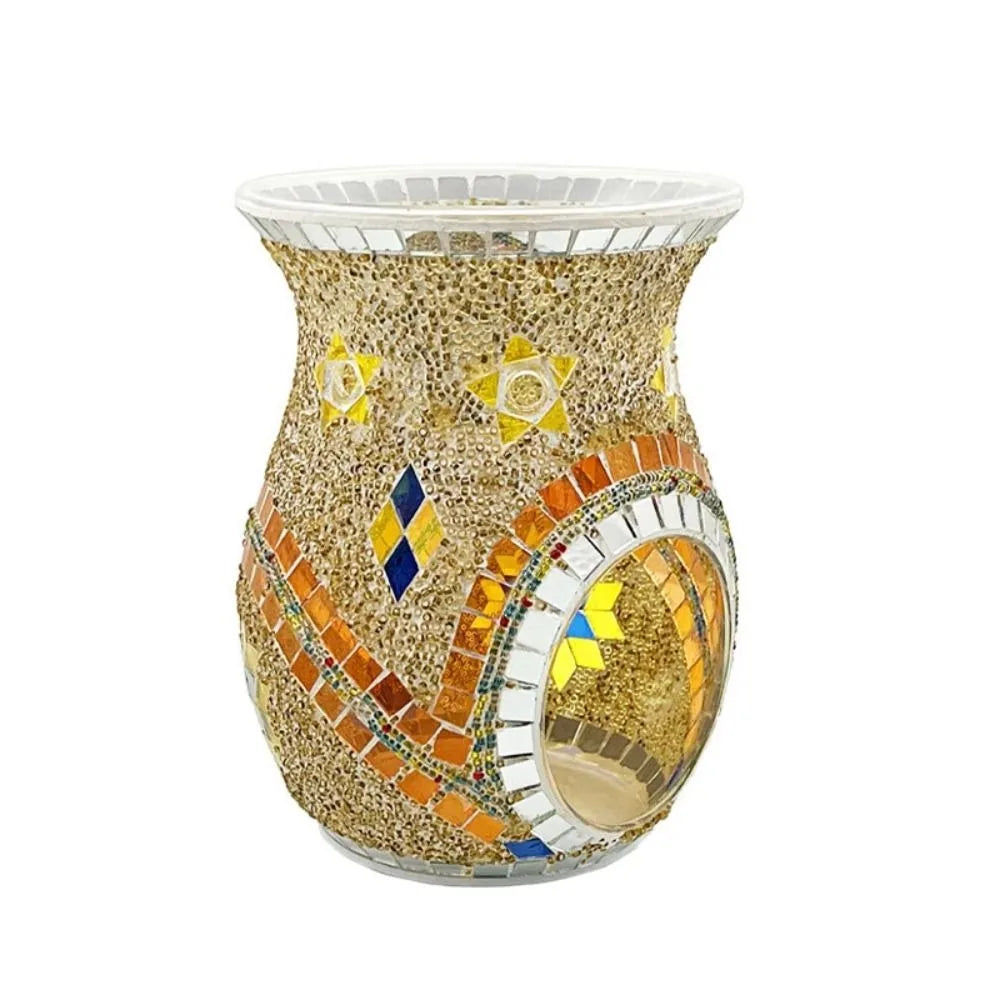 Handmade Mosaic Glass Aroma Lamp – Stained Glass Oil Burner & Candle Holder