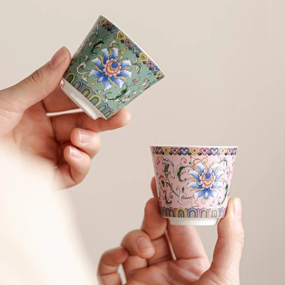 6pcs/set Kung Fu Tea Set Flower Tea Cup Chinese Style Vintage Ceramic - Your Ritual Hub 