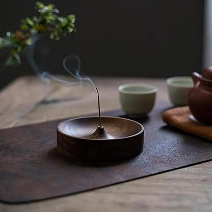 Hand-Carved Circular Incense Burner Holder