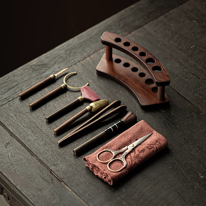 Solid Wood Kung Fu Tea Ceremony Six Gentlemen Set