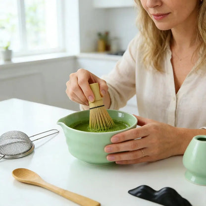 8-Piece Traditional Matcha Set — Bamboo Whisk & Ceramic Bowl