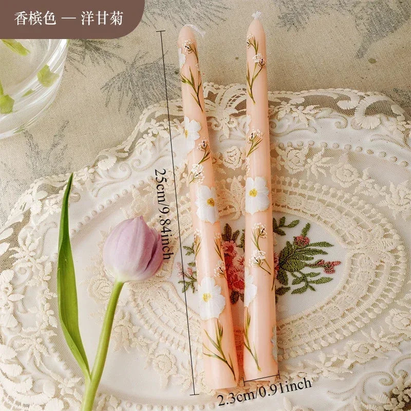 European Printed Long Taper Candles — Smokeless