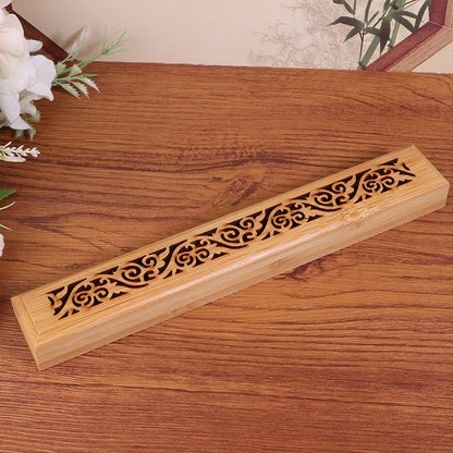 Bamboo Incense Burner Box with Ash Catcher Plate
