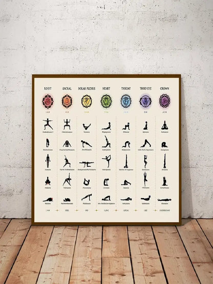 Yoga Poses Chakra Asanas Posters Canvas Prints Wall Art for Yoga Studio Home Decor