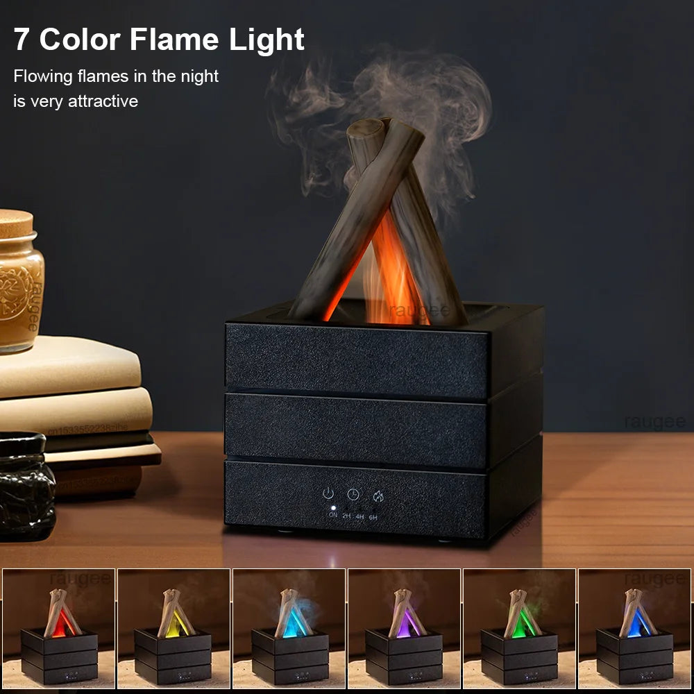 Aroma Humidifier Bonfire Flame Essential Oils Diffuser with Remote Control and Lights