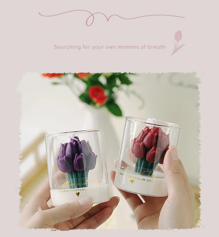 Handmade Tulip Bouquet Candle Scented Candle Aromatherapy Soy Wax Candle - Your Ritual Hub 