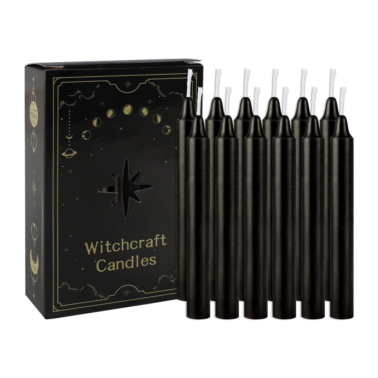 Black Ritual Chime Candles (12-Pack)