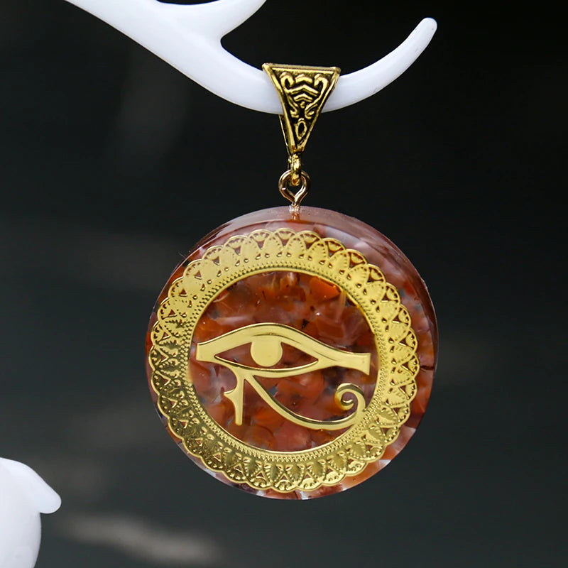 Eye of Horus Crystal Chakra Pendant Necklace – Natural Stone | Reiki Healing & Meditation
