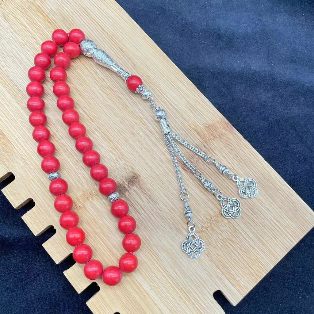 Islamic Prayer Beads – 33 Natural Stone Misbaha | Tasbih | Ramadan & Eid Gift