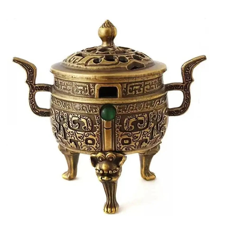 Elephant Lotus Incense Burner — Vintage Alloy Censer