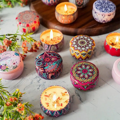 Dried Flower Soy Wax Candle in Tin