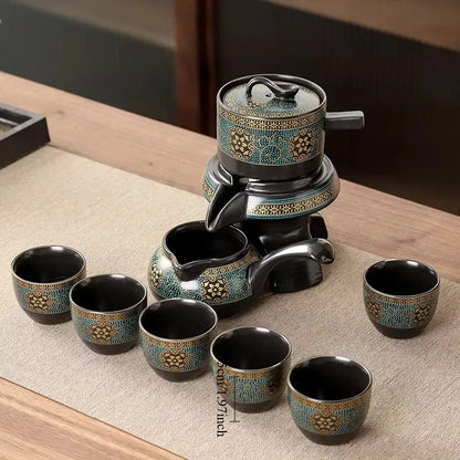 Tea Set Creative Living Room Semi-automatic Rotating Kungfu Tea Set