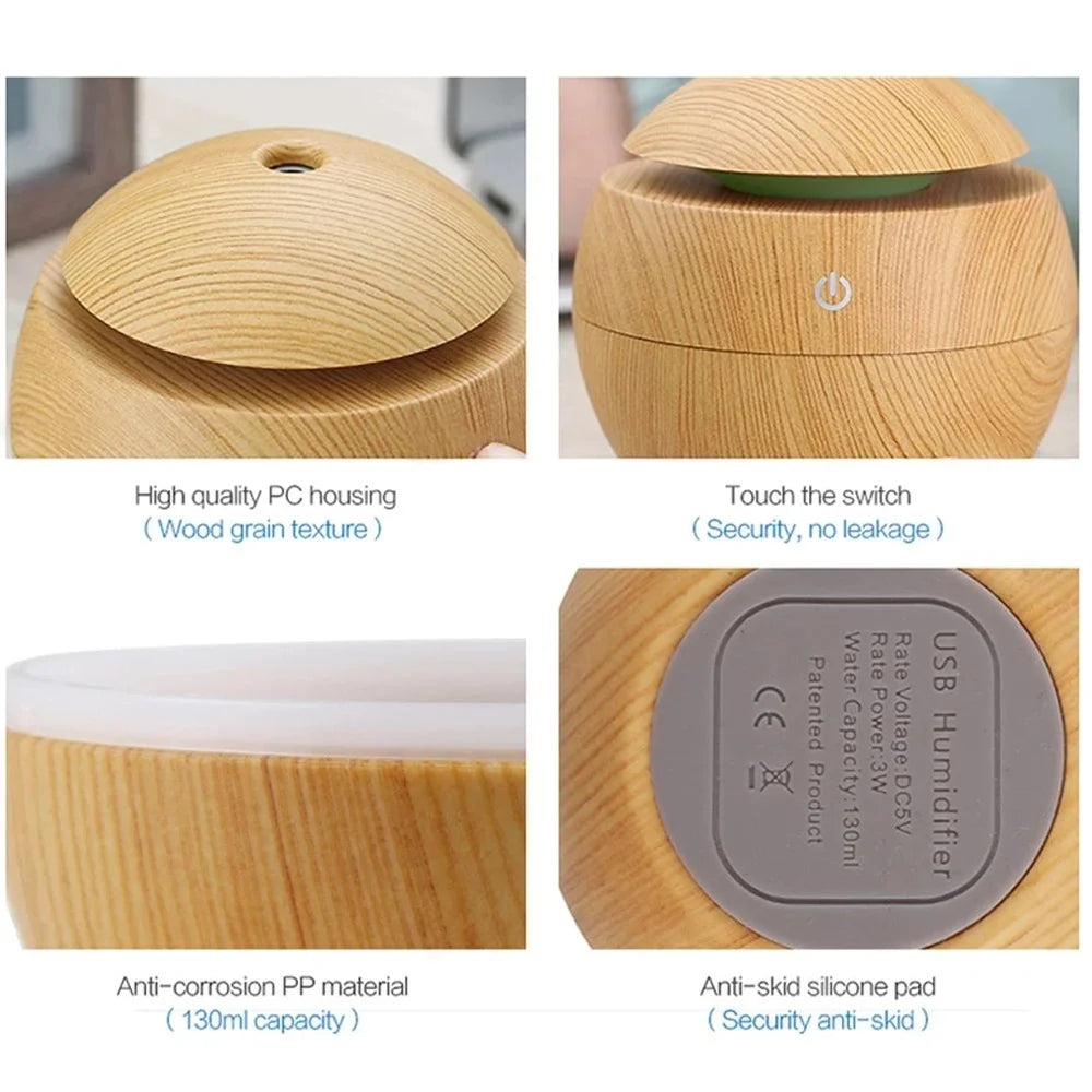 Humidifier Electric Air Aroma Diffuser Wood Ultrasonic Air Humidifier Essential Oil Aromatherapy - Your Ritual Hub 