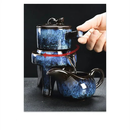 8 Pcs Set Semi Automatic Tea Sets Chinese  Ceramic
