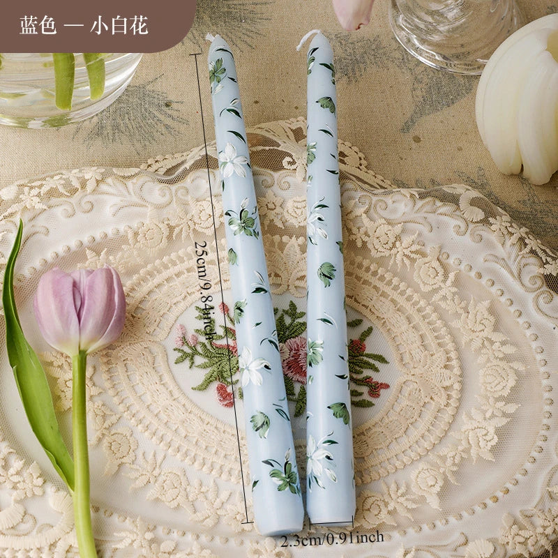 European Printed Long Taper Candles — Smokeless