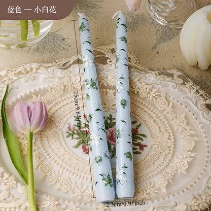 European Printed Long Taper Candles — Smokeless