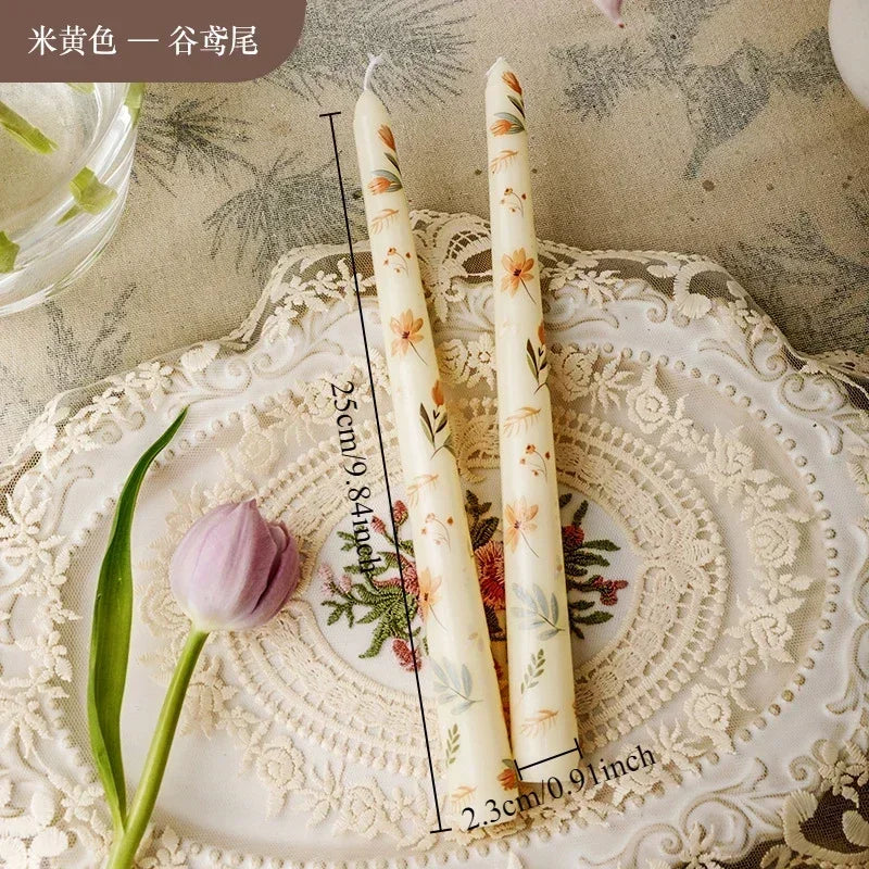 European Printed Long Taper Candles — Smokeless