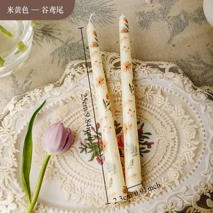 European Printed Long Taper Candles — Smokeless