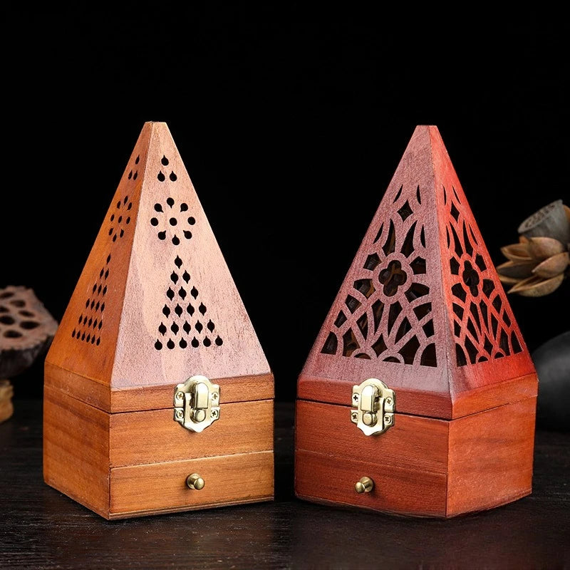 Pine incense burner antique Wooden - Your Ritual Hub 