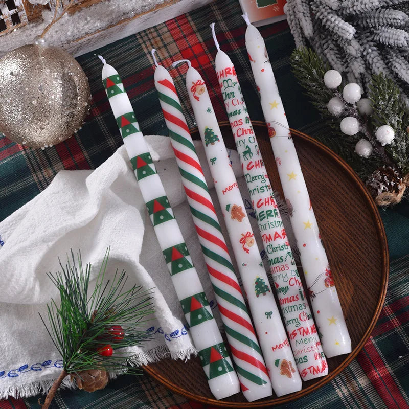 European Printed Long Taper Candles — Smokeless